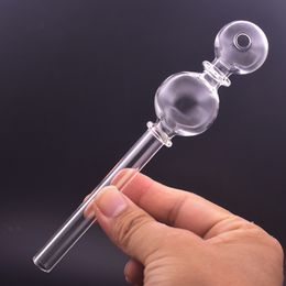 7inch Big Size Thick Pyrex Smoking Pipes Clear Double Ball Test Straw Tube Burners for Oil Dab Rig Water Bong Accessories Glass Oil Burner Pipe Wholesale