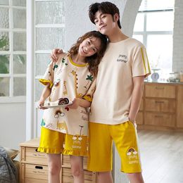 Men's Sleepwear Summer Short Sleeve Shorts Set Pyjamas Lovers Cotton Couple Pajama Sets Women/Men Fashion Nightgown Home Clothes