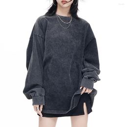 Женские толстовки в готическом стиле, однотонные старые свитшоты большого размера, женские винтажные свободные пуловеры в стиле Харадзюку, уличные пуловеры с длинными рукавами