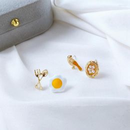 Stud Earrings Han Edition Of Classical Luxury Enamel Glaze Fried Egg Fashion Contracted Bird's Nest Women Jewellery Gifts