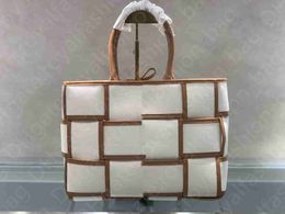 Fashionable women Tote handbag with plaid leather canvas patchwork square large capacity shopping bag Luxury 33CM designer bag