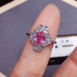 Cluster Rings Dazzling Silver Pink Topaz Ring 5mm 7mm 0.7ct Natural Jewellery 925 Gemstone For Party