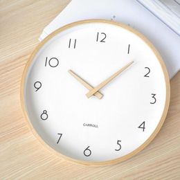 Wall Clocks Modern Wooden Minimalist Nordic Design Round Living Room Hall Watch Battery Operated Silent Reloj Pared Home Decor