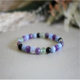 Charm Bracelets Calm Mind Anxiety Bracelet Healing Crystals Blue Lace Amethyst Flourite Beaded Fashion Natural Jewellery For Women