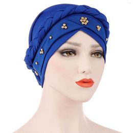 Ethnic Clothing Women Turban Caps Pearl Muslim Hat Highly Stretch Chemo Cap Ladies Hair Accessories XIN-