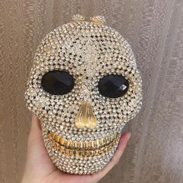 Evening Bags Skull Diamonds Bag Halloween Metallic Handbags Crystal Shoulder 3D Rhinestone Party Clutch Ladies For Women