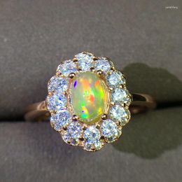 Cluster Rings MeiBaPJ Natural Opal Gemstone Fashion Ring For Women Real 925 Sterling Silver Charm Fine Jewellery