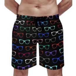 Men's Shorts Summer Board Hipster Glasses Running Surf Colourful Eyeglasses Graphic Short Pants Casual Swimming Trunks Plus Size