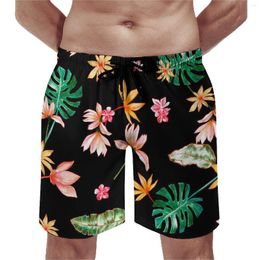 Men's Shorts Floral Print Board Summer Palm Leaf Trendy Sports Beach Short Pants Men Comfortable Funny Graphic Large Size Swim Trunks