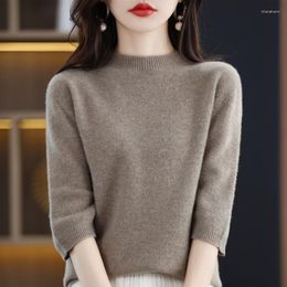 Women's Sweaters 2023 Spring Cashmere Sweater Knitted Pullover Wool Short Sleeve Loose Hollow Middle Fashion T-shirt Top
