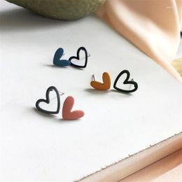 Stud Earrings Asymmetric Small Wind Girl Feeling Love Shape Only Beautiful Temperament Daily Wear