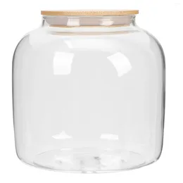Storage Bottles Glass Tea Airtight Food Containers Jars Bamboo Lids Large Cereal Canisters