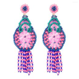 Dangle Earrings 2023 ZAA Handmade Seed Beads Tassel Drop For Women Statement Geometric Jewelry Wholesale