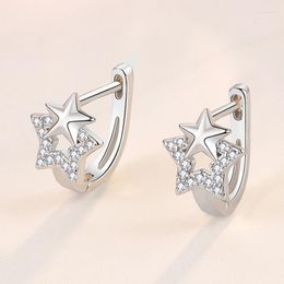 Stud Earrings Arrival 925 Silver Needle Stackable Star Hollown-out Five Pointed Crystal Zircon For Girls Jewellery