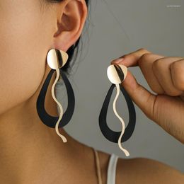 Dangle Earrings Exaggerated Spray Paint Coloured Geometric Water Droplets Wavy Metal For Women Fashion Jewellery Ear Accessories E357