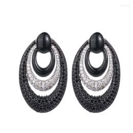 Dangle Earrings LYCOON Luxury Design Black CZ Stone Prong Setting High Qualtiy Cubic Zirconia Fashion Earring Jewellery For Women