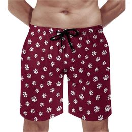 Men's Shorts Gym White Dog Fashion Swim Trunks Animal Paws Print Male Quick Dry Sports Fitness High Quality Plus Size Beach