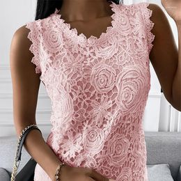 Yoga Outfit Vintage Lace Jacquard T-Shirt Women Summer Sleeveless Solid Color Vest Top Ladies Casual O-Neck Camisole Tank Shirts Plus Size