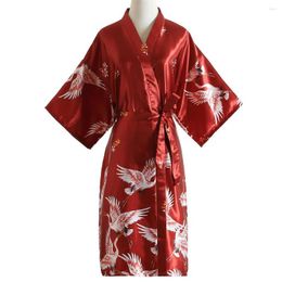 Women's Sleepwear Bride Bathrobe Gown V-Neck Female Wedding Robe Kimono Summer Print Nightgown Loose Satin Home Dress Lounge Wear