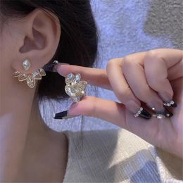 Stud Earrings Luxurious Design Shining Zircon Petal For Women Fashion Ladies Party Jewelry Romantic Valentine's Day Love Gifts