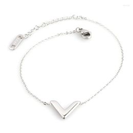 Link Bracelets Stainless Steel For Women Letter V Bracelet Initial Wedding Gift Chain Wholesale Fashion Jewelry