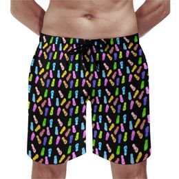 Men's Shorts Summer Vacation Board Flip Flop Pattern Black Running Beach Man Quick Dry Cute Print Plus Size Trunks