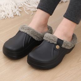 Home Warm Comwarm For Women Men Soft Plush Female Clogs Outdoor Waterproof Non slip Cotton Slippers