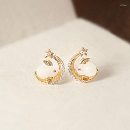 Stud Earrings Trendy Cute Opal For Women Girl Zircon Star Moon Animal Earring 2023 Birthday Party Jewellery Gift