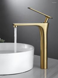 Bathroom Sink Faucets Golden Brushed Basin Faucet Brass Mixer Tap And Cold Hand Washing