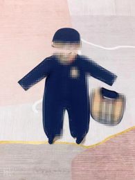 Toddler Infant Romper Baby Clothing Sets Boys Girls Full Sleeve Cotton Soft Jumpsuits Rompers Hat Bib 3pcs/set Suit 004