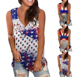 Camisoles & Tanks Womens Independence Day Print Casual V Neck Sleeveless Top Vest Suspender Shirts Tank T