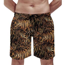Men's Shorts Board Abstract Tiger Casual Swimming Trunks Animal Stripes Print Comfortable Sportswear Large Size Beach