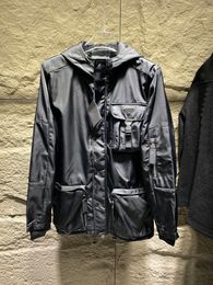 Autumn and winter luxury brand mens jacket fashion multi pocket patchwork cargo coat high quality top designer black jacket