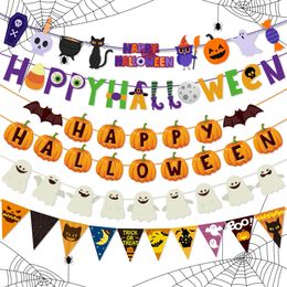 2023 Halloween Party Decoration Flag Pulling Halloween Pumpkin Triangle Flag Party Decoration Halloween Decoration