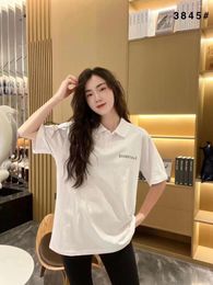 Women's Polos 2023ss Hip-hop High Street Left Chest Reflective Polo Shirt Short-sleeved Men And Women Of The Same 230 Grammes Cotton