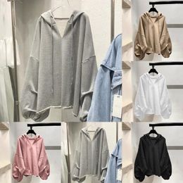 Women's Hoodies Fashion Thin Hooded Solid Colour V Neck Tops For Night Long Sleeve Cold Shoulder Lace Crop
