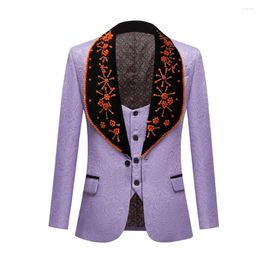 Men's Suits Mens 2 Pieces Slim Fit Casual Business Grooms Colorful Collar Lapel Tuxedos For Formal Wedding (Blazer Vest)