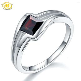 Cluster Rings Stock Clearance Natural Black Garnet Ring Solid 925 Sterling Silver Fashion Style Fine Jewellery For Women Anniversary Gifts