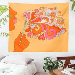 Tapestries 80s Aesthetic Tapestry Wall Hanging Retro Colourful Bubbles Decoration Home Decor Prints