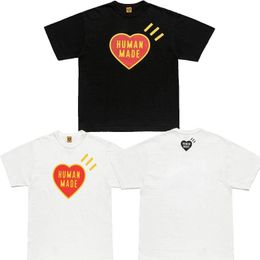 Red Love Heart Printed HUMAN MADE Mens T-Shirts 100% Cotton Comfortable Fabric Short Sleeved T shirt for Men Women S-2XL Japan Tide Brand Tee