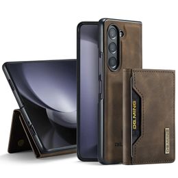 DG.MING Wallet Pack Leather Cases For Samsung Z fold 3 Z fold4 Z fold5 2in1 Business Credit ID Card Slot Pocket Holder Kickstand Pouch Bags