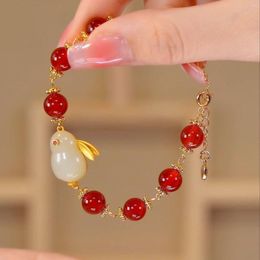 Charm Bracelets Lovely Crystal Beads Bracelet For Women Couple Fashion Animal Moon Lock Pendant Lucky Jewellery Girl Year Party Gift