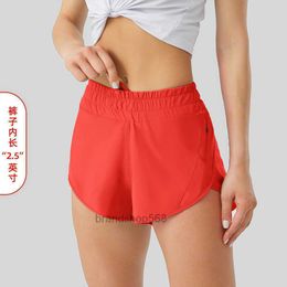 lu-16 Summer Track That 2.5-inch Hotty Hot Shorts Loose Breathable Quick Drying Sports Women's Yoga Pants Skirt Versatile Casual Side Pocket Gym UnderwearkhhH