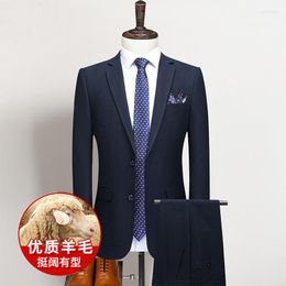 Men's Suits 2023 Fashionable Wedding Dress (suit Trousers) High-end Boutique Business Groomsmen Wool British Slim Two-piece Suit