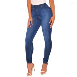 Women's Jeans Blue Tight Height Waist Pencil Pants Stretch Feminine