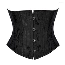 Women's Shapers Plus Size Women Sexy Underbust Corset 24 Steel Boned Waist Cincher Trainer Short Torso Body Shaper Lace Up Bustier