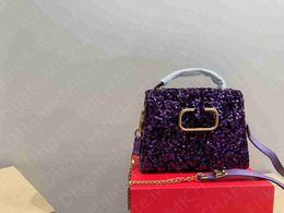 Fashionable Vsling Sequins Women Handheld Shoulder Bag 1:1 Mirror Quality Classic Flip Designer Bag