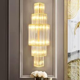 Wall Lamps Modern Clear Glass Lamp 80cm 100cm 120cm El Hall Aisle Sconces Foyer Dining Room Lights E14 Bulb Stainless Steel