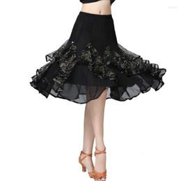 Stage Wear Ballroom Dance Skirts For Women Latin Tango Modern Dancing Skirt National Standard Waltz Flamenco Competition Dress