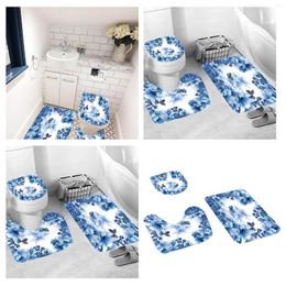 Toilet Seat Covers BlueButterfly 3 Piece Bathroom Rug Set Mat And Cover Amenities Organizer